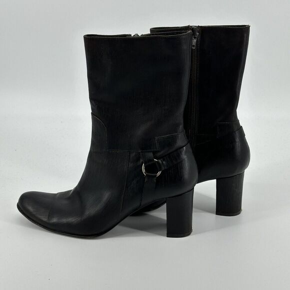 John Varvatos Block Heels Harness Boots F3013204 Sz 9.5 Moto Hand Made In Italy - Picture 2 of 10